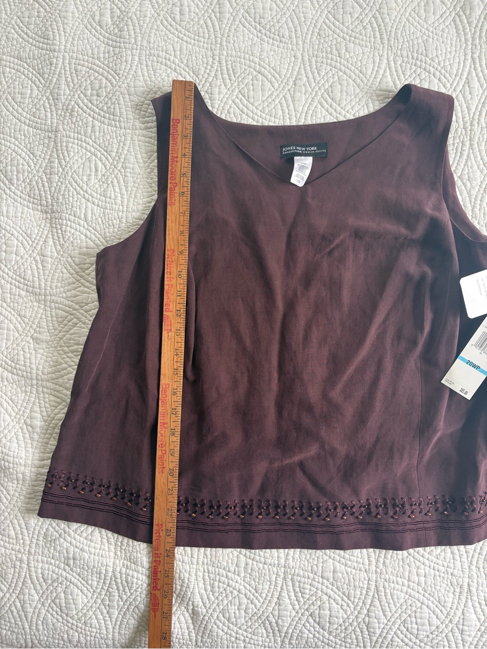 Silk Linen Sleeveless embroidered Top 20WP NWT Jones New York - Picture 5 of 9
